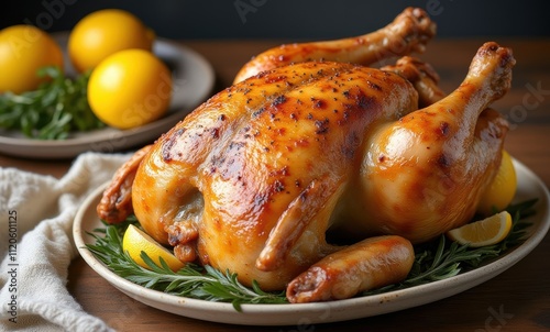 Roasted chicken with herbs and lemons