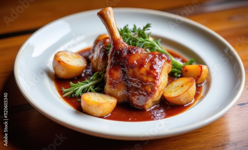 Delicious plate of roasted chicken and potatoes