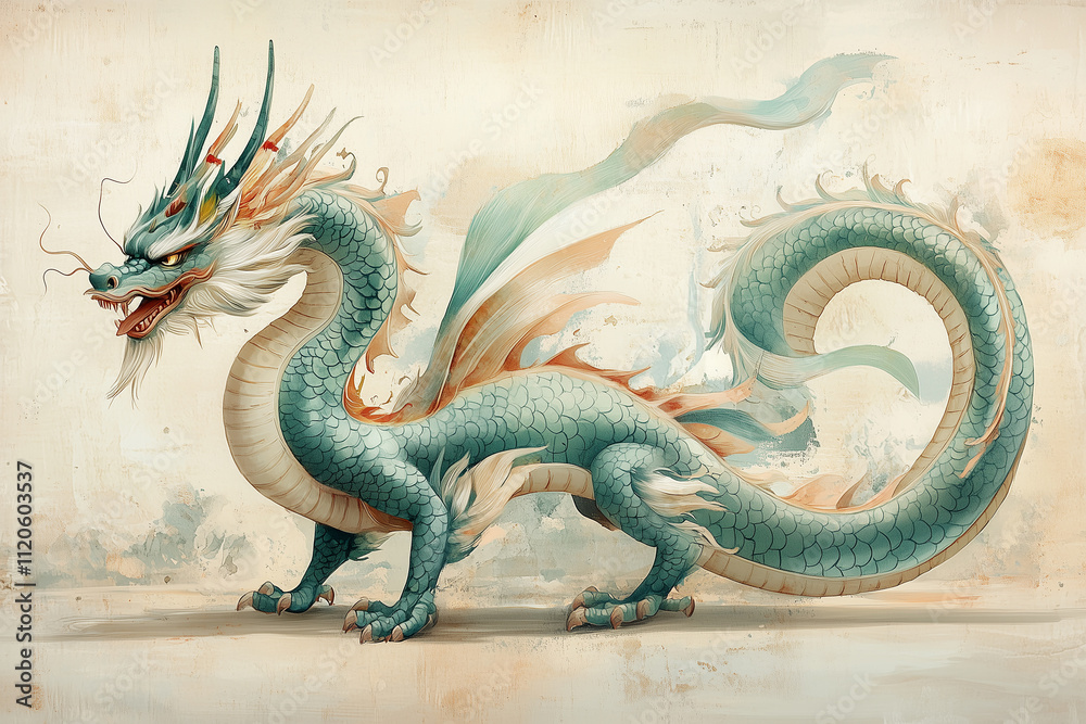 Obraz premium Dragon illustration showcasing various artistic styles and detailed craftsmanship