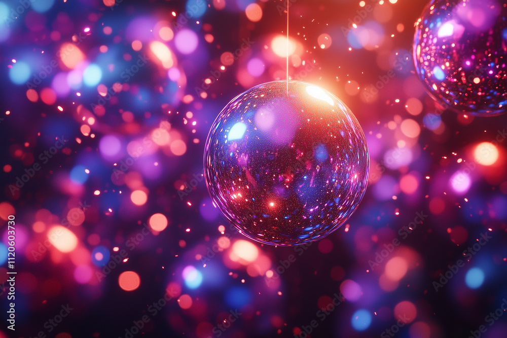 New Years Eve party decorations featuring vibrant and sparkling ornaments New Years Eve party decorations featuring vibrant and sparkling ornaments