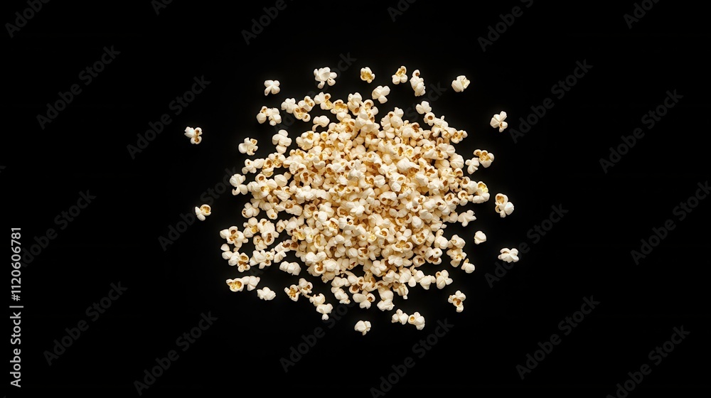 Freshly Popped Popcorn on Black Background Freshly Popped Popcorn on Black Background