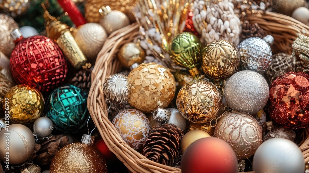 Vibrant Festive Ornaments in a Cozy Holiday Setting Vibrant Festive Ornaments in a Cozy Holiday Setting