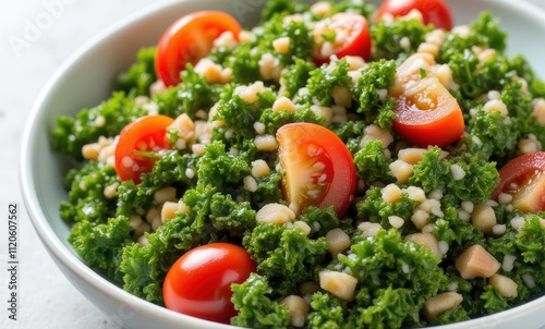 Fresh kale salad with cherry tomatoes