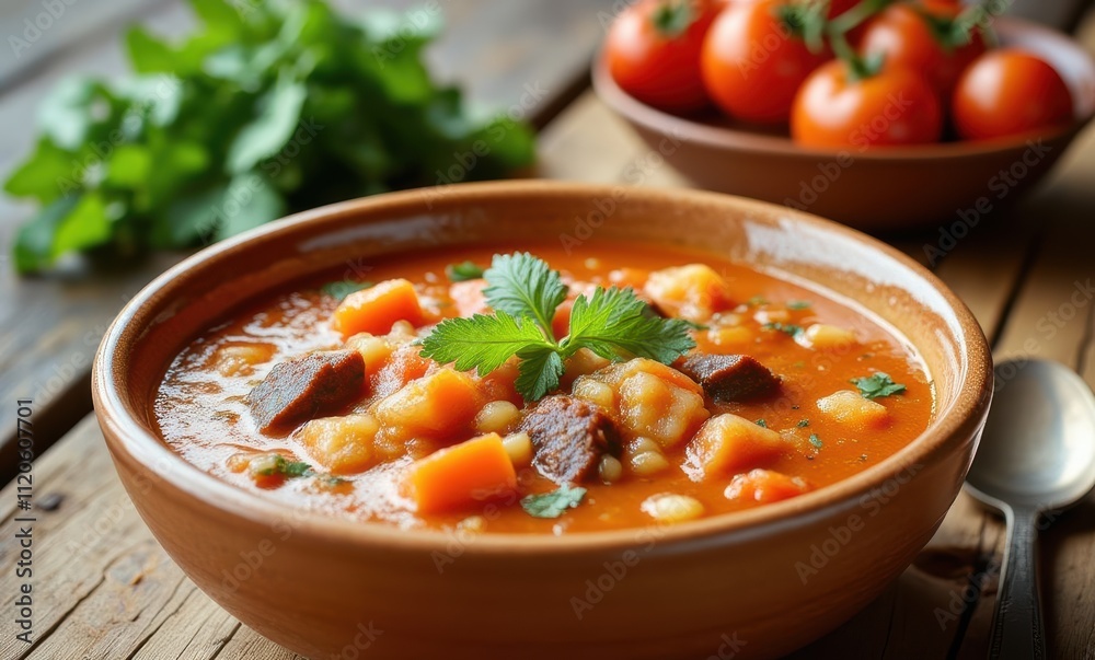 Delicious homemade vegetable soup in a bowl Delicious homemade vegetable soup in a bowl