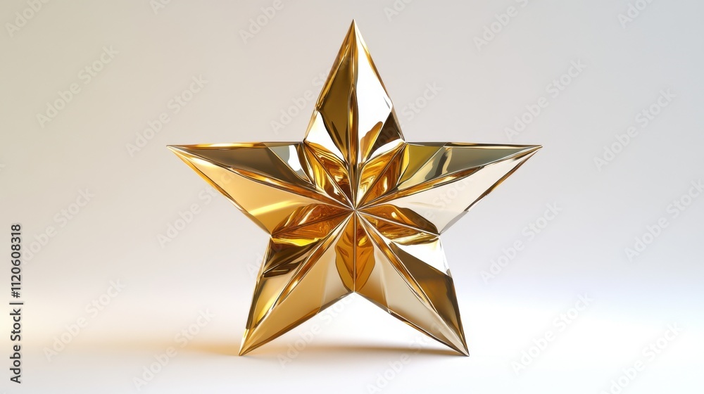 Elegant golden star on white background