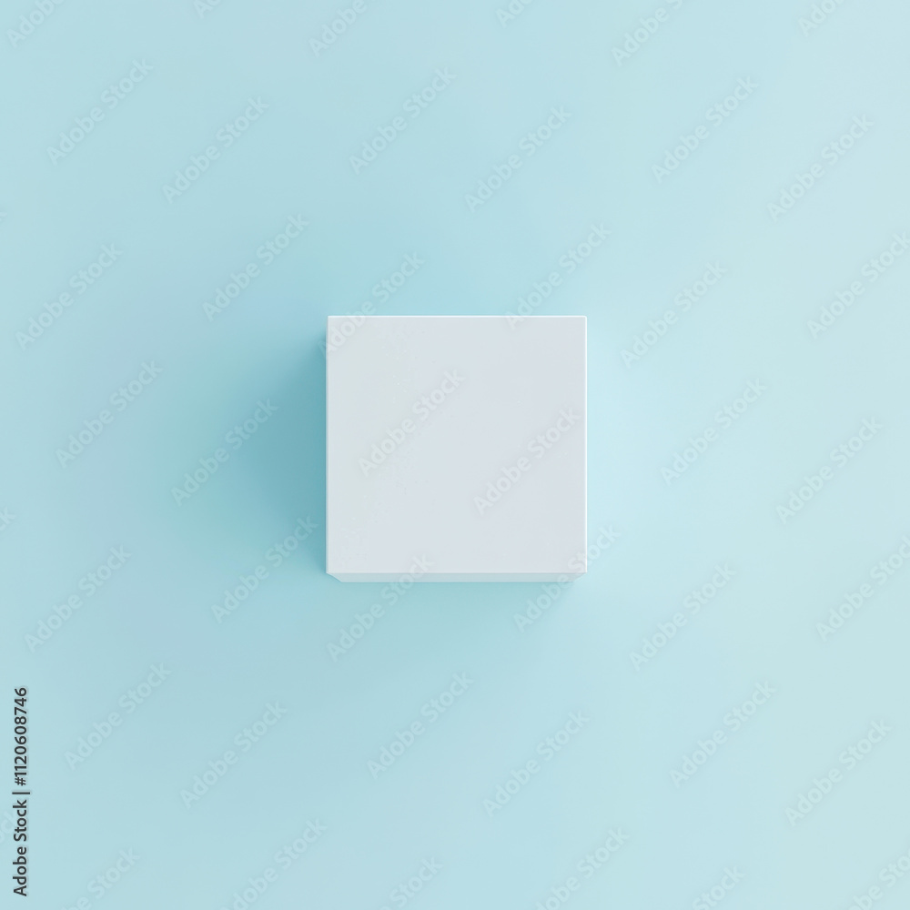 Simple and Elegant White Gift Box on Blue Background Simple and Elegant White Gift Box on Blue Background