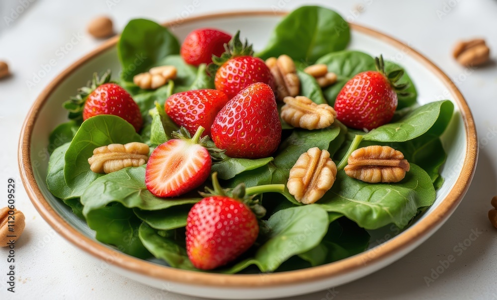 Fresh spinach salad with strawberries and pecans Fresh spinach salad with strawberries and pecans