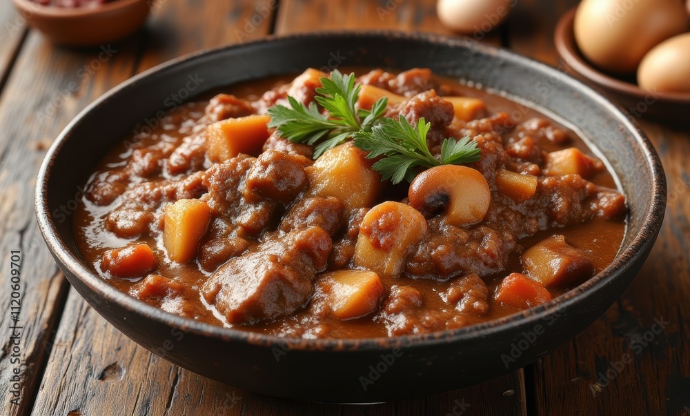 Hearty beef stew with vegetables. Hearty beef stew with vegetables.
