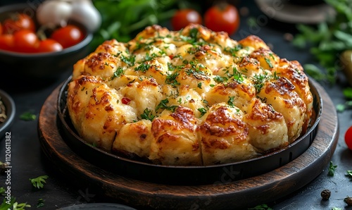 Delicious Cheesy Garlic Pull Apart Bread Baked To Perfection photo