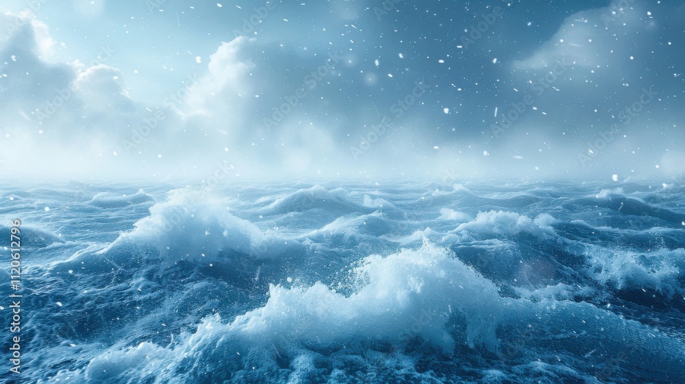 Fototapeta premium Dramatic Winter Storm over Frozen Lake Landscape