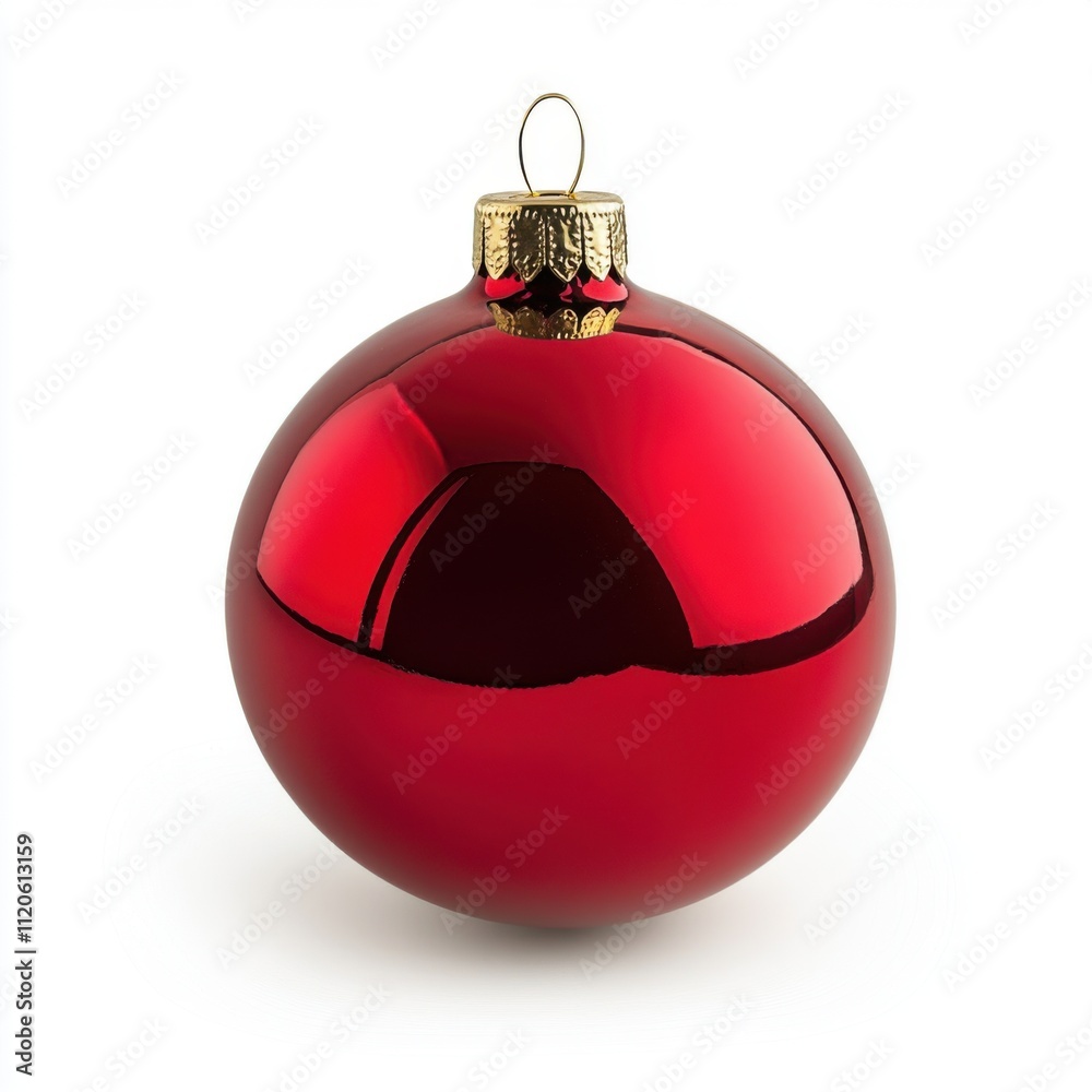 Glossy red christmas ornament on white background Glossy red christmas ornament on white background