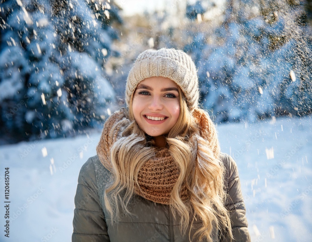 Beautiful young woman enjoying in the snow Beautiful young woman enjoying in the snow
