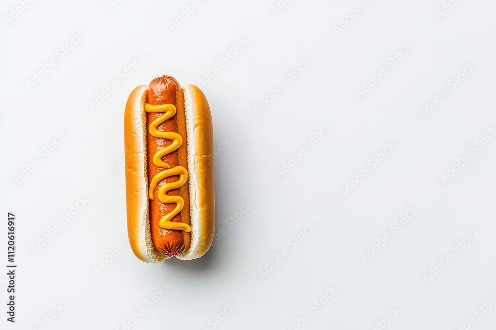 Delicious Isolated Hot Dog with Mustard on a White Background Perfect for Food Lovers and Gastronomy Enthusiasts Delicious Isolated Hot Dog with Mustard on a White Background Perfect for Food Lovers and Gastronomy Enthusiasts