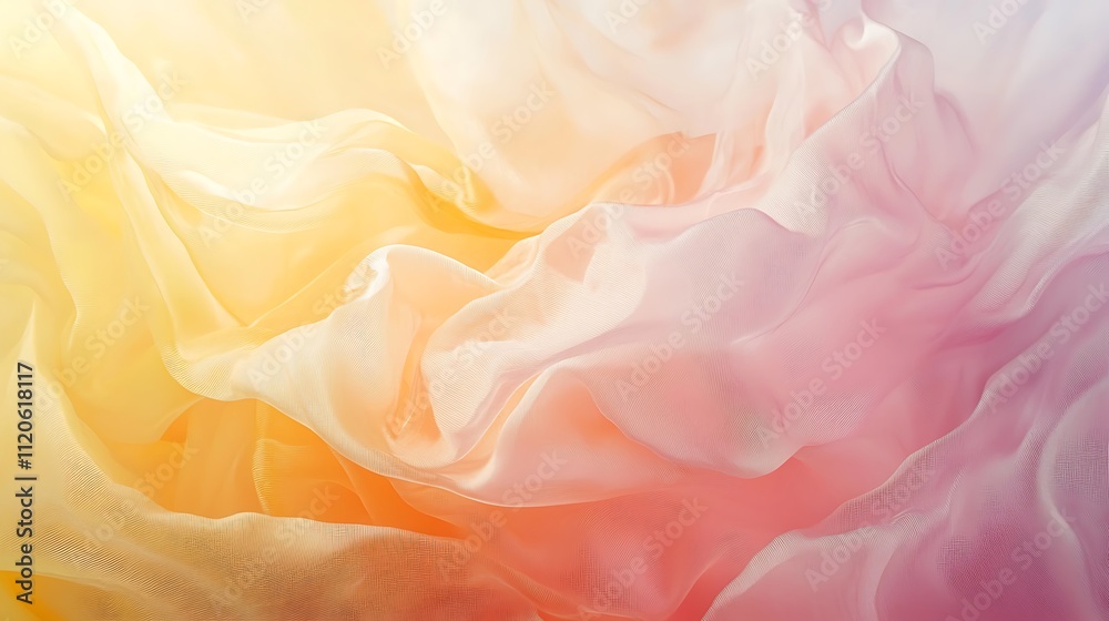 Obraz premium Soft flowing gradient hues in light pink and yellow, gentle abstract background