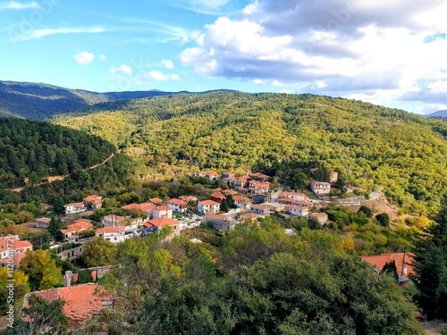 Panoramic view of Karyes (Karies) village in Laconia, Peloponnese, Greece