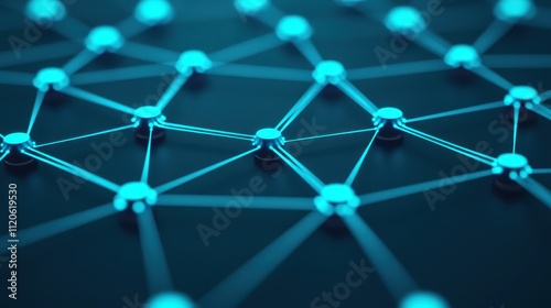 Abstract Digital Network with Glowing Blue Nodes and Connections
