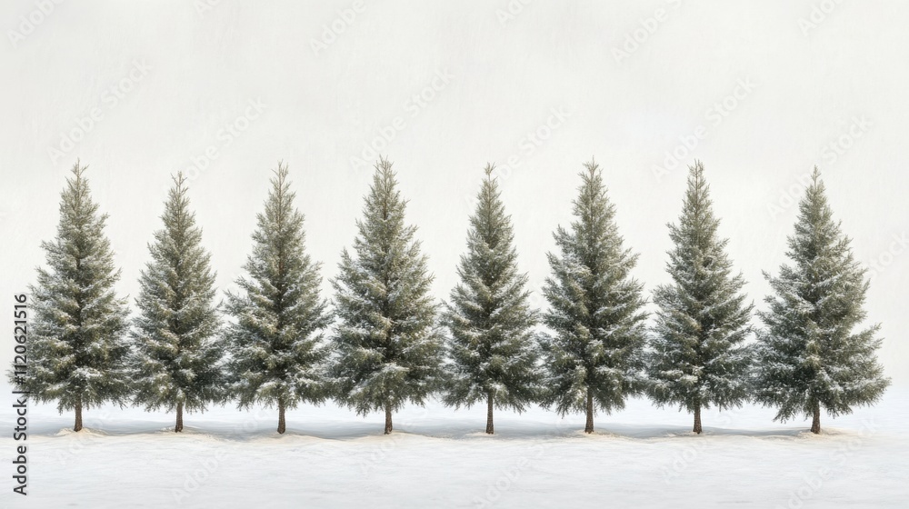 Row of evergreen trees in winter snow Row of evergreen trees in winter snow
