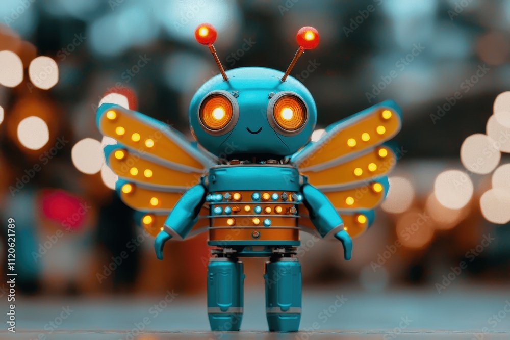 Steampunk Cupid with Mechanical Wings in Bright Colors Steampunk Cupid with Mechanical Wings in Bright Colors