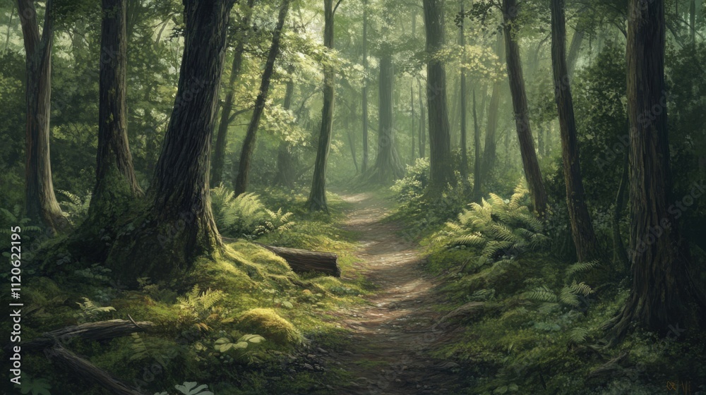 Fototapeta premium Serene forest trail with lush greenery