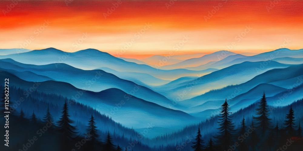 Obraz premium Serene mountain sunrise with vibrant colors