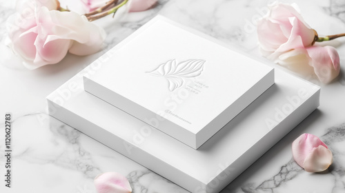 A business card with embossed lettering placed on a textured concrete surface, soft directional light creating subtle shadows, modern and professional design