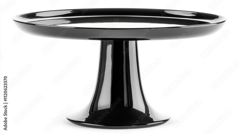A sleek black cake stand designed for displaying desserts elegantly. A sleek black cake stand designed for displaying desserts elegantly.