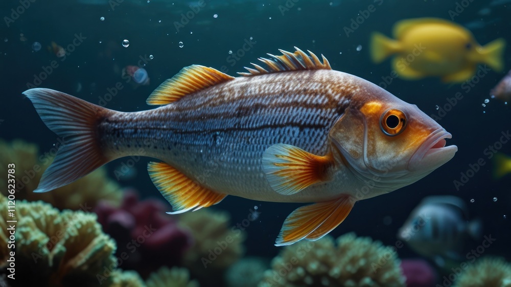 Vibrant fish swimming in coral reef. Vibrant fish swimming in coral reef.