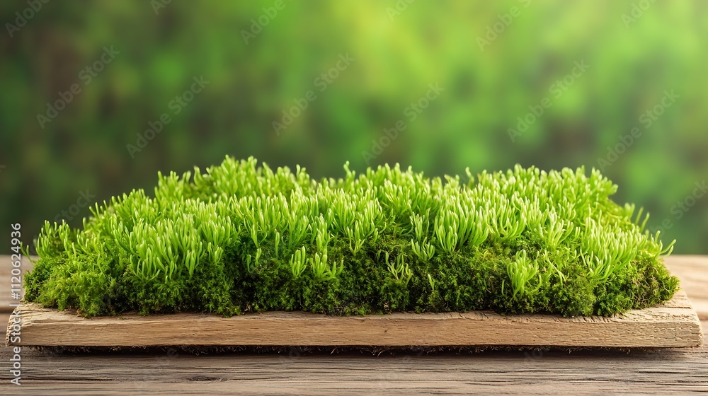Vibrant Moss Garden on Rustic Wooden Plank for Natural Home Decor Elegance and Style : Generative AI Vibrant Moss Garden on Rustic Wooden Plank for Natural Home Decor Elegance and Style : Generative AI