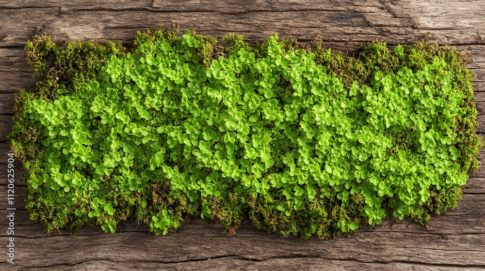 Vibrant Green Carpet of Moss on Aged Wooden Surface : Generative AI Vibrant Green Carpet of Moss on Aged Wooden Surface : Generative AI