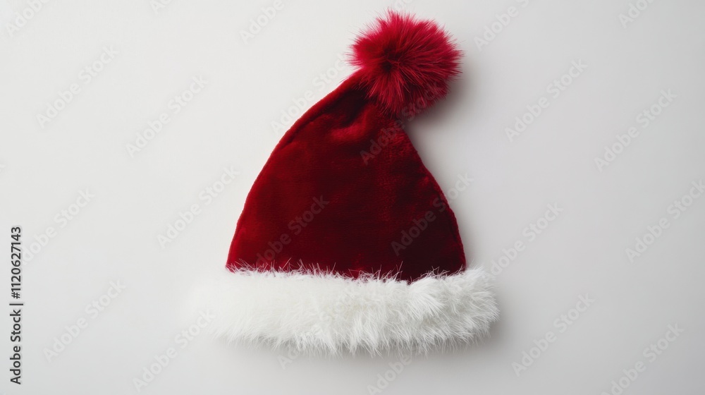 Vibrant red santa hat on white background Vibrant red santa hat on white background