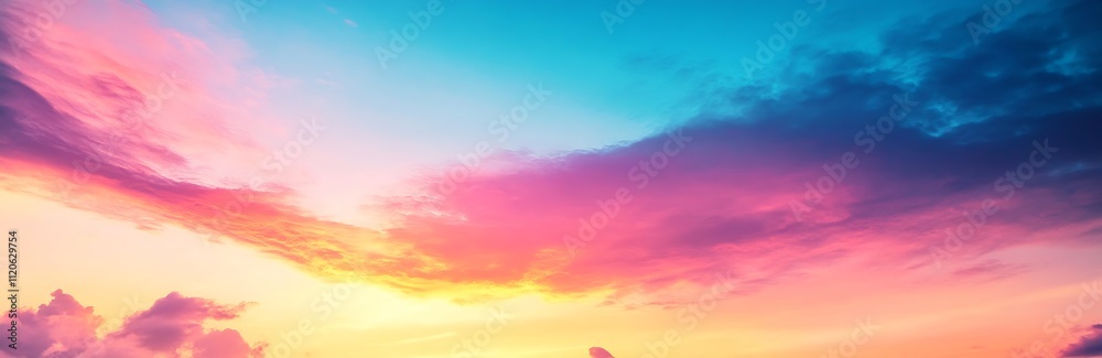 Fototapeta premium Gorgeous Pastel Sky at Sunset with Lush Cloud Patterns in Tranquil Evening Atmosphere : Generative AI