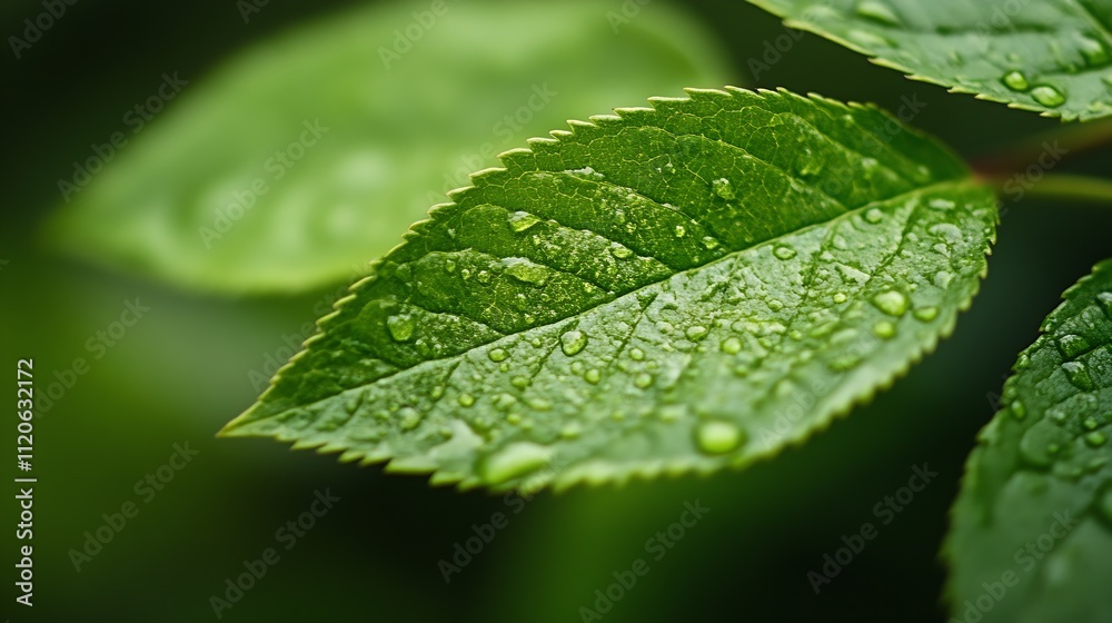 Fresh Dewdrops on Green Leaf in Lush Garden Setting : Generative AI Fresh Dewdrops on Green Leaf in Lush Garden Setting : Generative AI