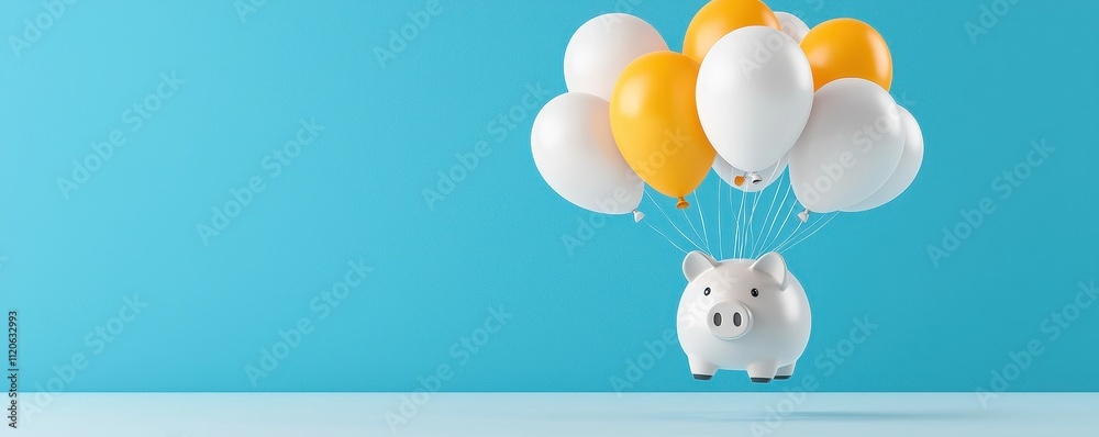 custom made wallpaper toronto digitalPiggy Bank Floating with Helium Balloons Illustration