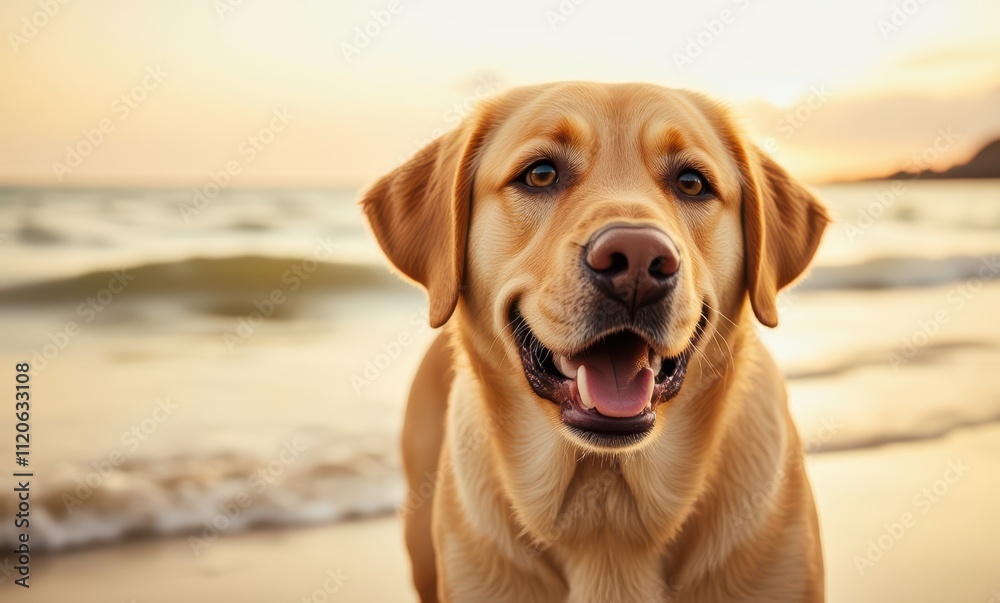 Happy Labrador retriever at the beach Happy Labrador retriever at the beach