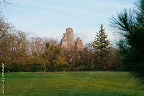 Exploring the natural beauty of Bois de Vincennes with its impressive rock formations and serene greenery photo