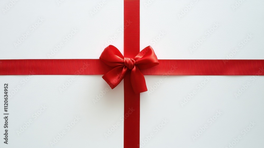 Elegant red ribbon cross on white background Elegant red ribbon cross on white background