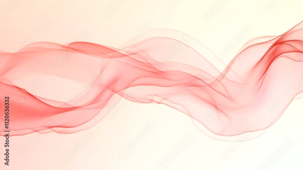 Abstract Red Wave, Flowing Lines on Light Background