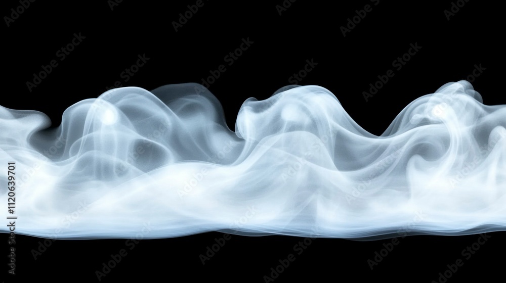 Fototapeta premium Enchanting mist swirls gracefully in an abstract fusion of dark and light tones forming a captivating visual against a black backdrop