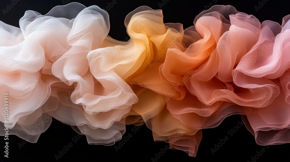 Abstract swirls of mystical mist form an enchanting dance blending dark and light tones into a captivating display on a black background