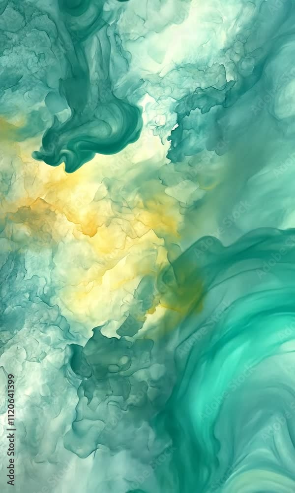Abstract watercolor illustration featuring soft blue and green hues with gentle yellow accents creating a calming and tranquil background for artistic designs Abstract watercolor illustration featuring soft blue and green hues with gentle yellow accents creating a calming and tranquil background for artistic designs