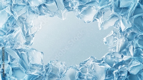 Pale blue textured frame with blank center photo
