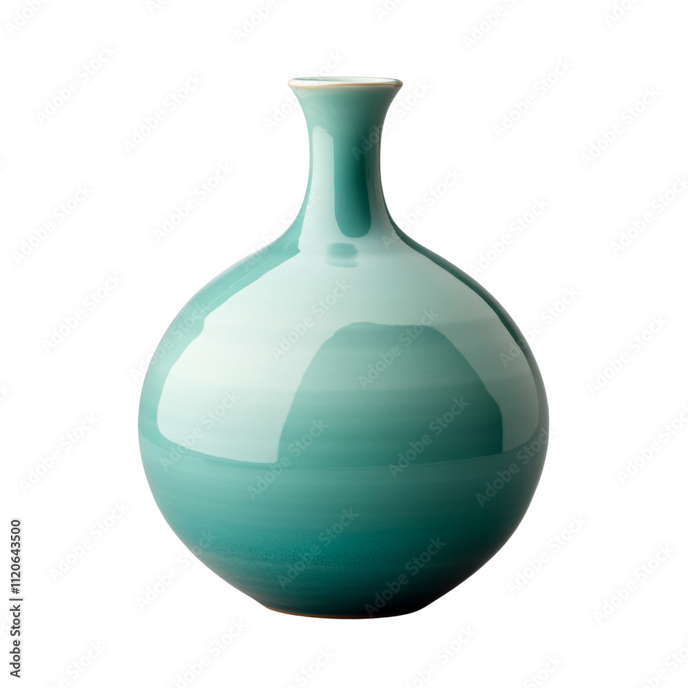 a round, decorative ceramic vase-style bottle with a narrow neck and a gradient teal finish, isolated on transparent background png a round, decorative ceramic vase-style bottle with a narrow neck and a gradient teal finish, isolated on transparent background png