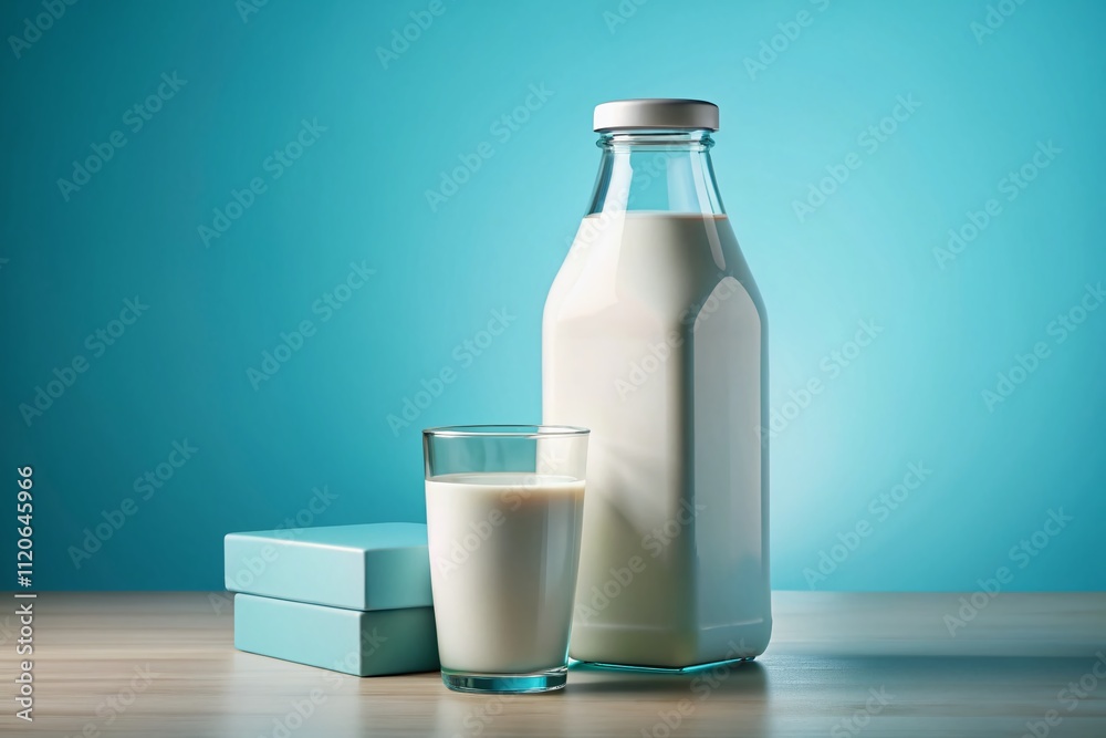 A minimalist 3D render featuring a blank milk carton, bottle, and glass, perfect for showcasing dairy products and promoting a healthy lifestyle through conceptual photography. A minimalist 3D render featuring a blank milk carton, bottle, and glass, perfect for showcasing dairy products and promoting a healthy lifestyle through conceptual photography.