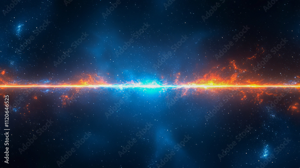Fototapeta premium Cosmic explosion of vibrant blue and orange light in a starry space scene