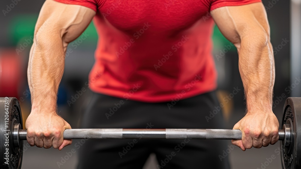Intense Weightlifting Session: A Close-Up View of a Muscular Athlete Strength Training Intense Weightlifting Session: A Close-Up View of a Muscular Athlete Strength Training