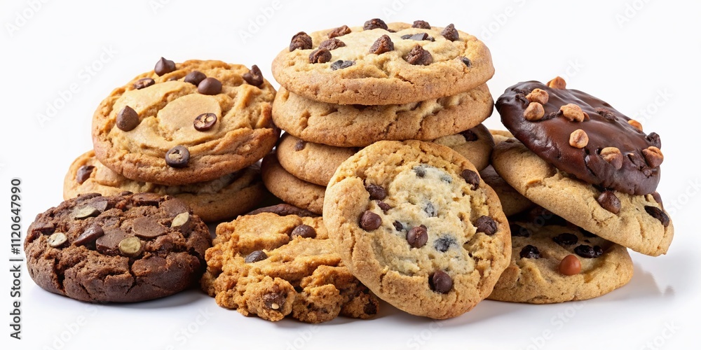 A mouthwatering selection of cookies against a white backdrop—ideal for food photography, baking motivation, dessert inspiration, and showcasing culinary creativity. Perfect for any occasion. A mouthwatering selection of cookies against a white backdrop—ideal for food photography, baking motivation, dessert inspiration, and showcasing culinary creativity. Perfect for any occasion.