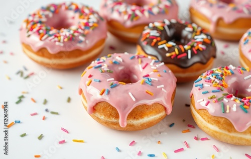 Delicious Colorful Donuts with Sprinkles