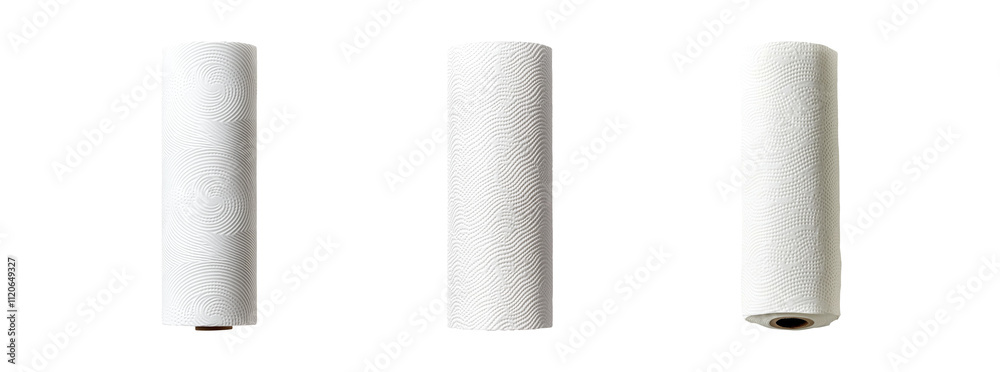 White Paper Towel Roll on Transparent Background White Paper Towel Roll on Transparent Background