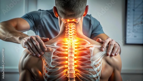 Therapist realigning spine for pain relief with advanced techniques photo