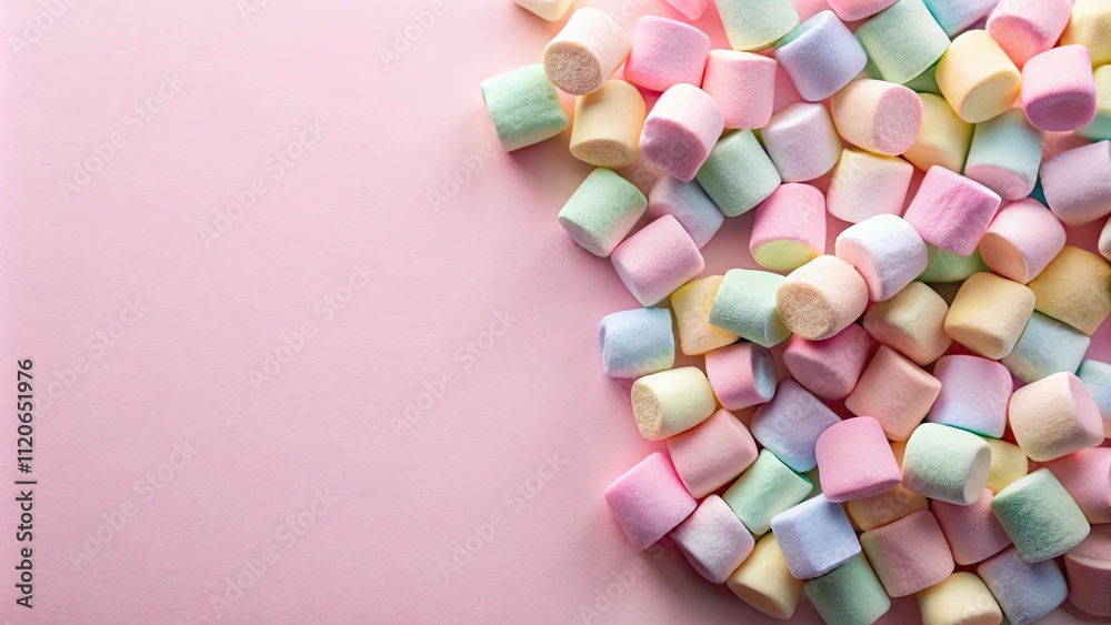 Pastel marshmallows on pink background, minimalist candy concept, marshmallows, pastel, colors, sweet, candy, dessert, food